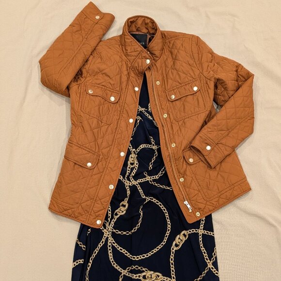 Ralph Lauren Navy Equestrian Chain Print Old Money Wrap Dress - Women's sz 8 - Picture 10 of 14